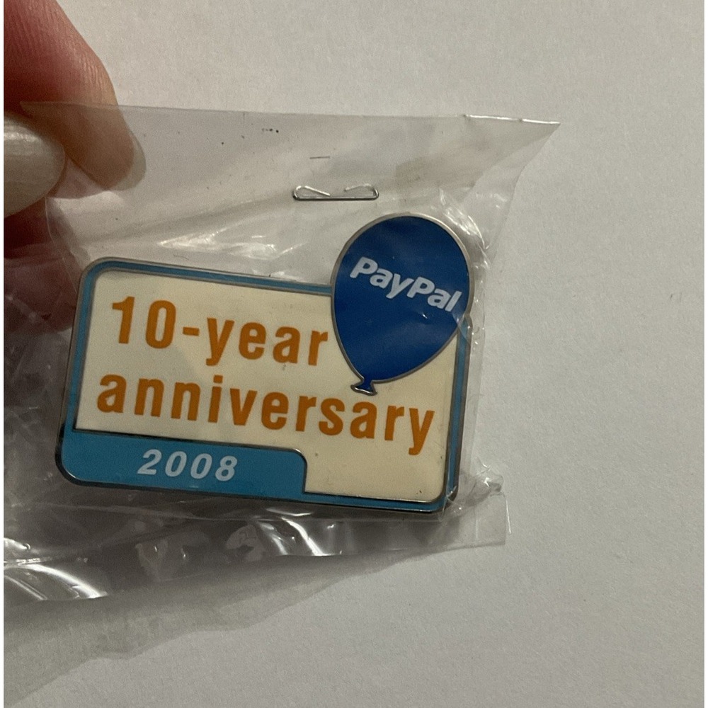 Ebay Live 2008 PayPal 10 Year Anniversary Enamel Lapel Pin Blue White Orange